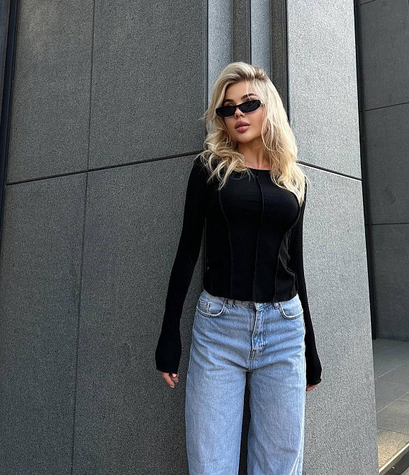 Реглан жіночий ACCORDDREAM 20530 лонгслів вивернуті шви рубчик, чорний, one size Київ - фото 6