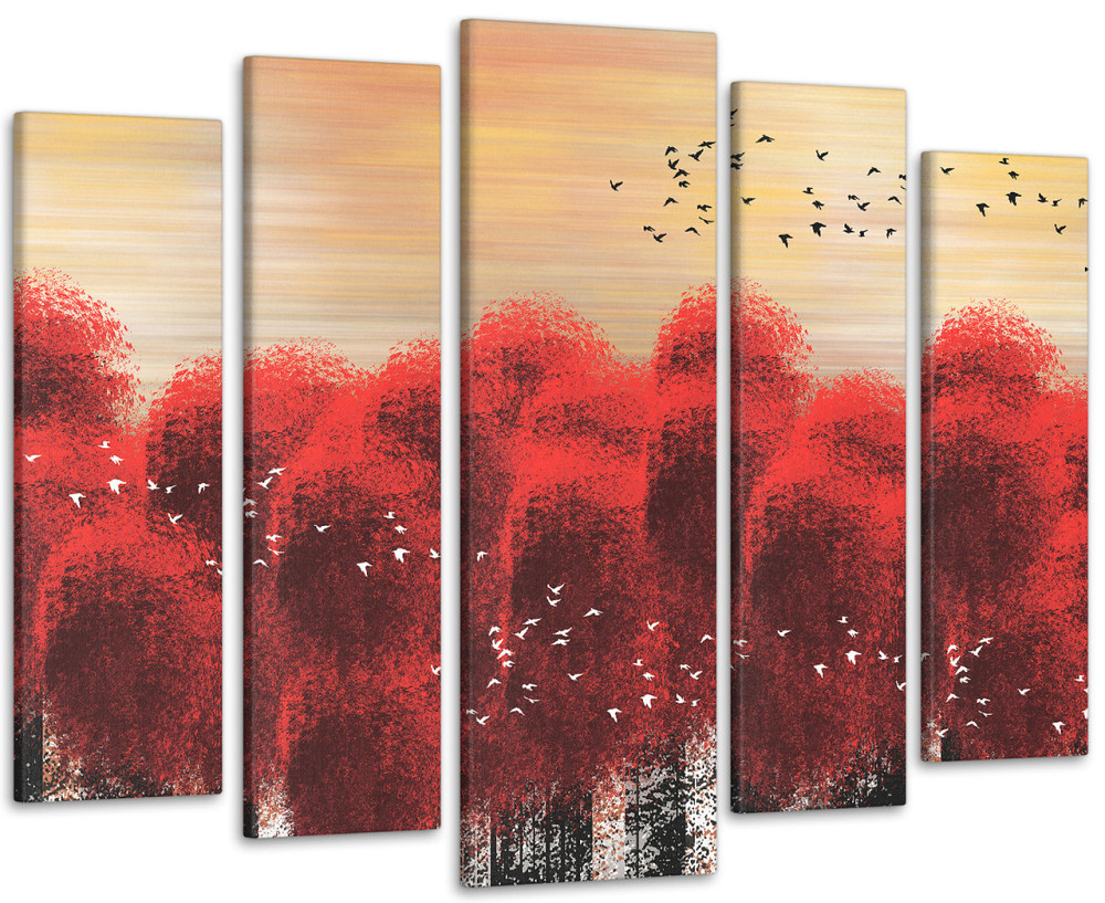 Модульна картина у вітальню / спальню Абстракція Дерева червоні Art-445_5 ( 80х118см ) Київ - фото 1