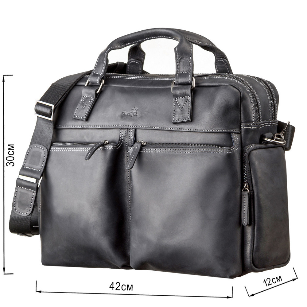 Сумка чоловіча SHVIGEL 11117 шкіряна Чорна Київ - фото 5