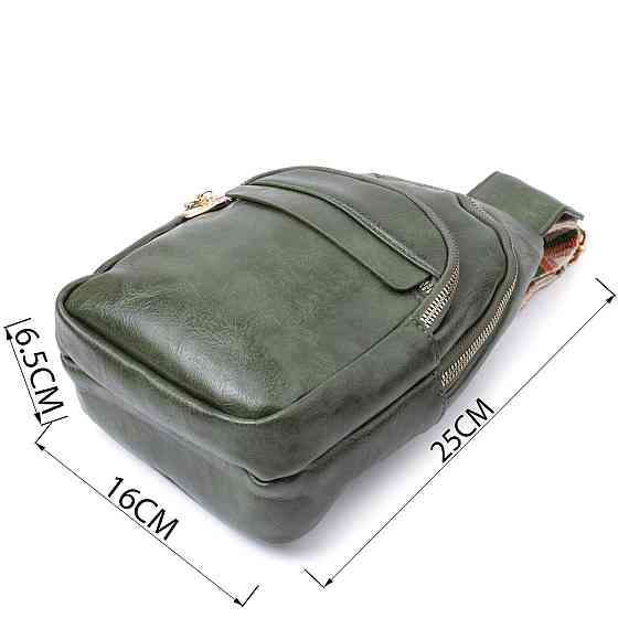 Сумка компактного розміру з однією лямкою через плече з гладкої екошкіри Vintage 22771 Зелений Київ