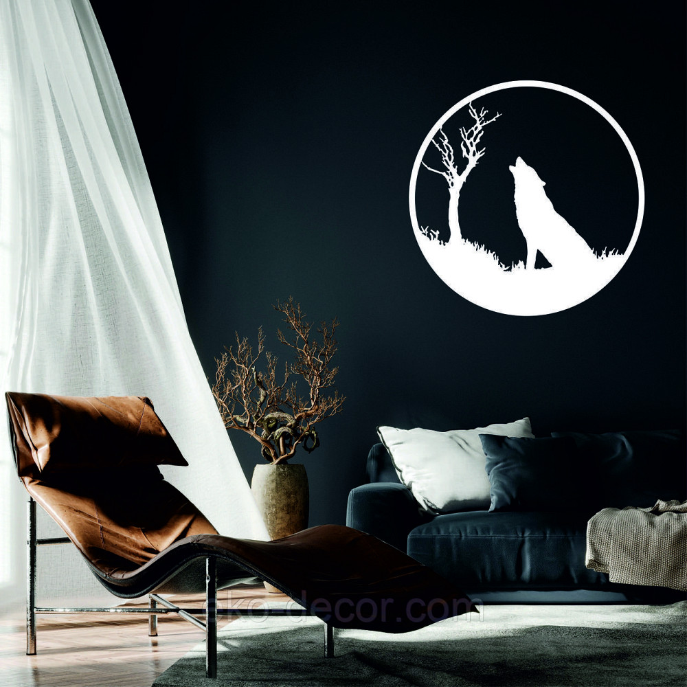 Декоративное настенное Панно «Волк», Декор на стену 90*90 см, Белый Киев - изображение 1