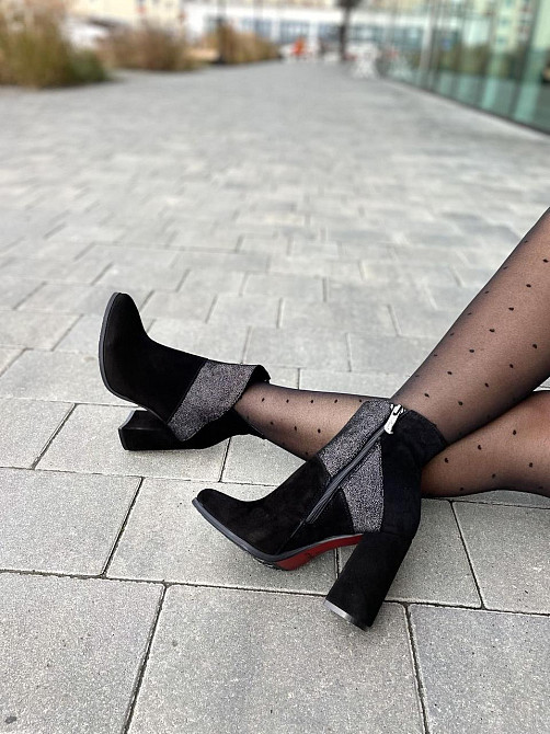 Nivelle Черевики жіночі NIVELLE чорні натуральна замша каблук 9см размеры 35р.36р.37р.38р. (361 Коломия - фото 1