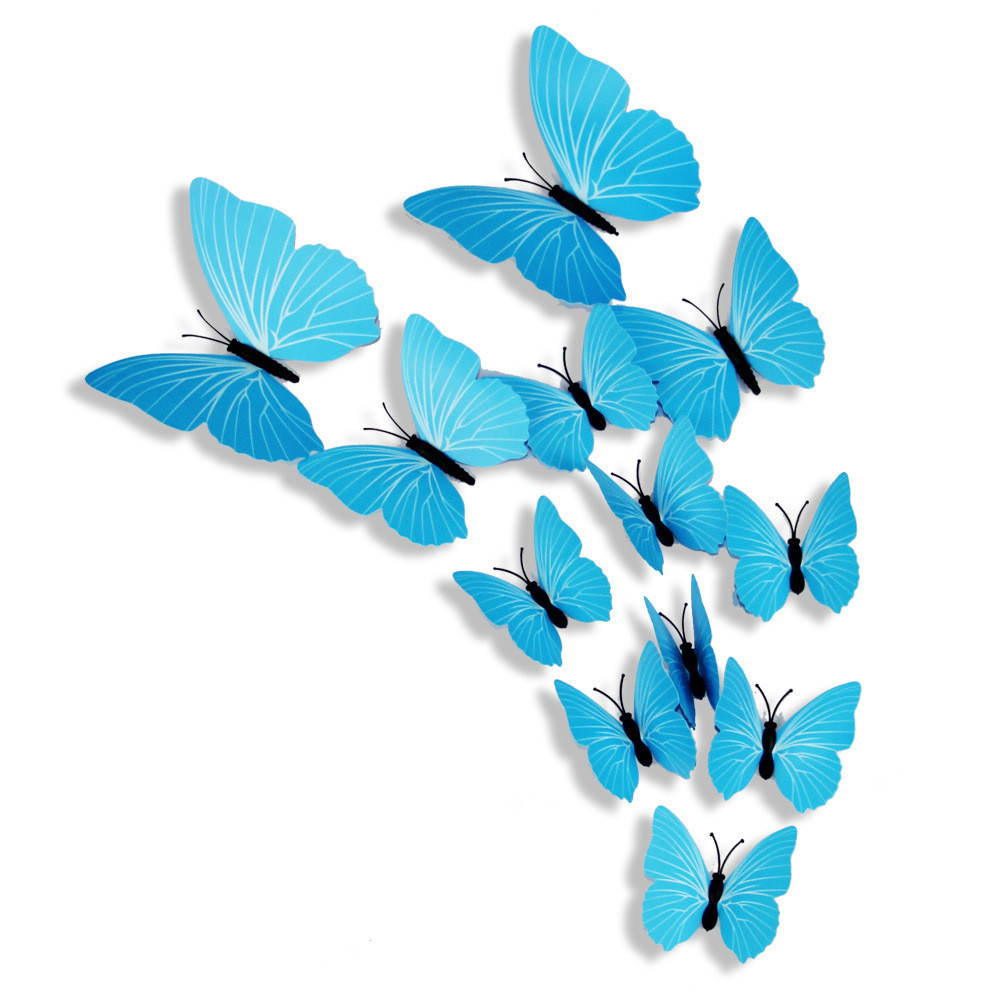 Декоративные бабочки на магнитах для стен и холодильника 12 штук голубой Киев - изображение 4
