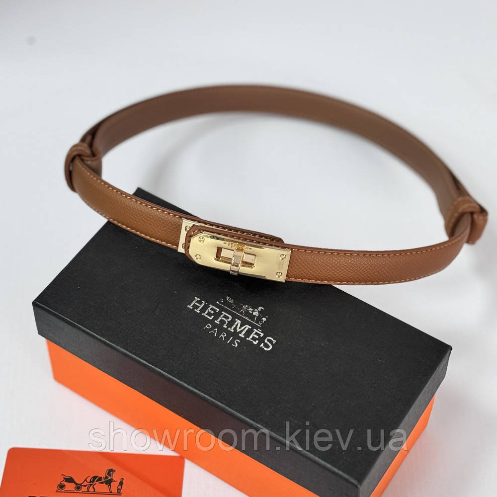 Женский кожаный ремень Hermes Гермес (280-1) коричневый Киев - изображение 2