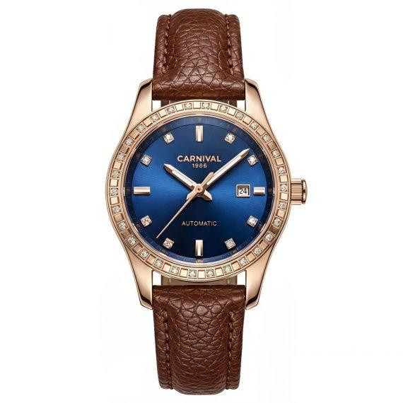Годинник жіночий механічний Carnival Maldives Leather Brown (2 ремінці) Київ - фото 1