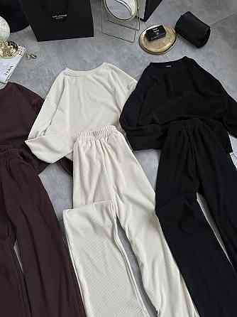 Женский теплый базовый костюм двойка ангора рубчик Молочный Одесса