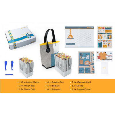 Художественный маркер Arrtx Спиртовые Oros ASM-03YL 40 цветов, желтые оттенки (LC302499) Винница - изображение 5