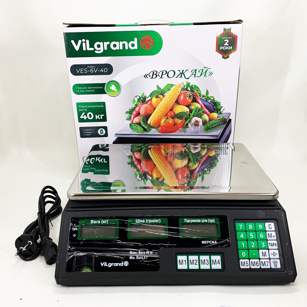 Ваги торгові для ваги ViLgrand VES-6V-40 40 кг, Ваги для використання в магазині торговельні GV-60 Київ - фото 1