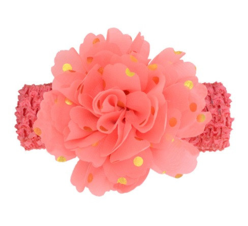 Детская коралловая повязка на голову - окружность головы около 40-52см, диаметр цветка 9см Киев - изображение 1