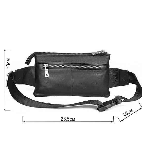 Сумка поясная зернистая кожаная Vintage 14976 Черная Киев