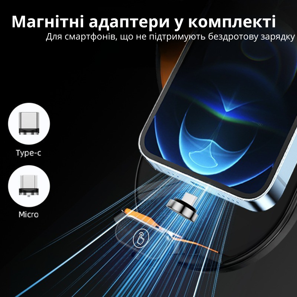 Держатель для телефона,автомобильный с беспроводной зарядкой 15W с функцией автоматического открытия и закрытия,чёрный Каменец-Подольский - изображение 7