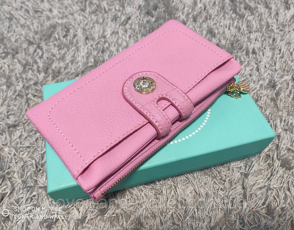 Гарний рожевий жіночий шкіряний гаманець на кнопці та змійці Guxilai Київ - фото 9