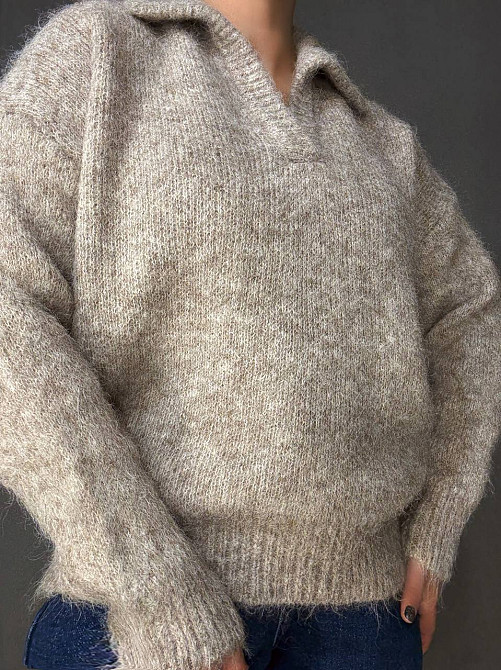 Светр жіночий A-N 19-1 з коміром поло теплий вільний, бежевий, one size Київ - фото 7