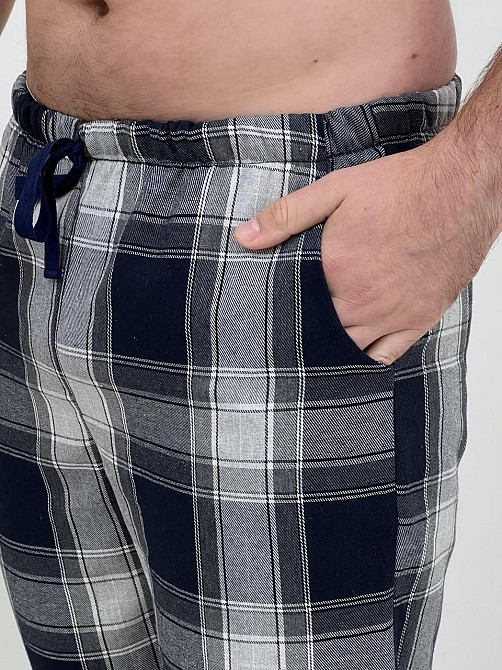 Домашня піжама для чоловіків COSY із фланелі (штани+лонгслів синій) темно-синій/сірий  2ХL Київ - фото 8