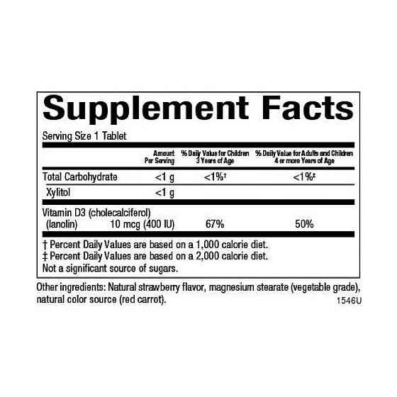 Жевательный витамин Д3 для детей Natural Factors Vitamin D3 10 mcg (400 IU) 250 таб ягоды Киев