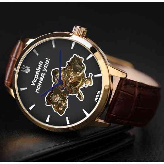 Чоловічий наручний годинник Besta Skeleton Gold Black Dial Вінниця