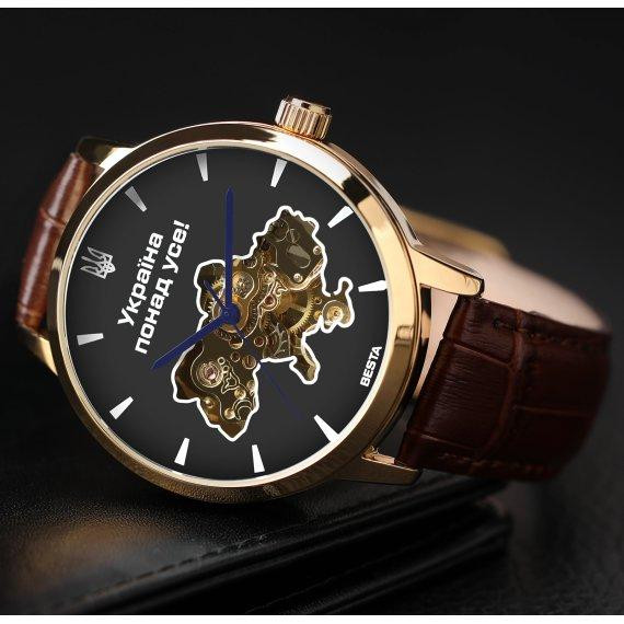 Мужские наручные часы Besta Skeleton Gold Black Dial Винница - изображение 4