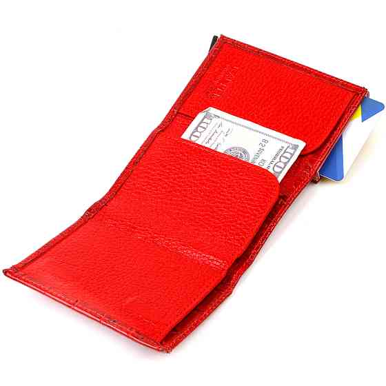 Женский картхолдер в три сложения с автоматическим мехнизмом из натуральной кожи с тиснением под крокодила Киев