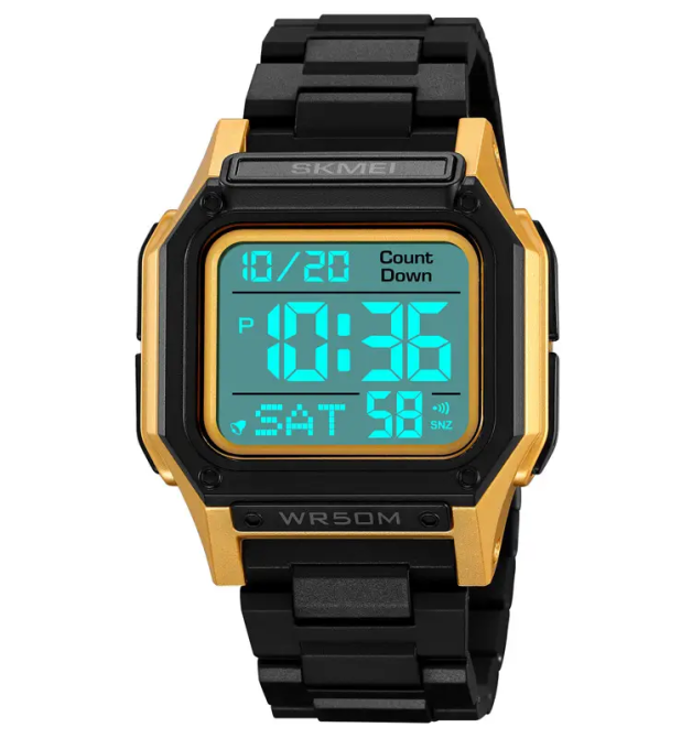 Часы мужские спортивные наручные Skmei 2264 Ч/б с золотистым корпусом Винница - изображение 3