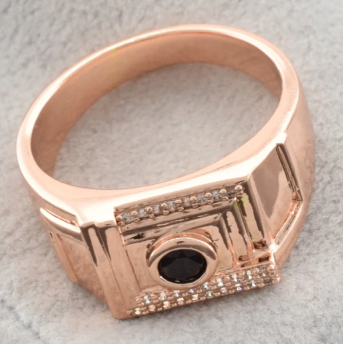 Печатка Xuping 11204 черные фианиты, позолота РО, ширина 10 мм, размер 19, вес 5,8 г, мужская Киев - изображение 3