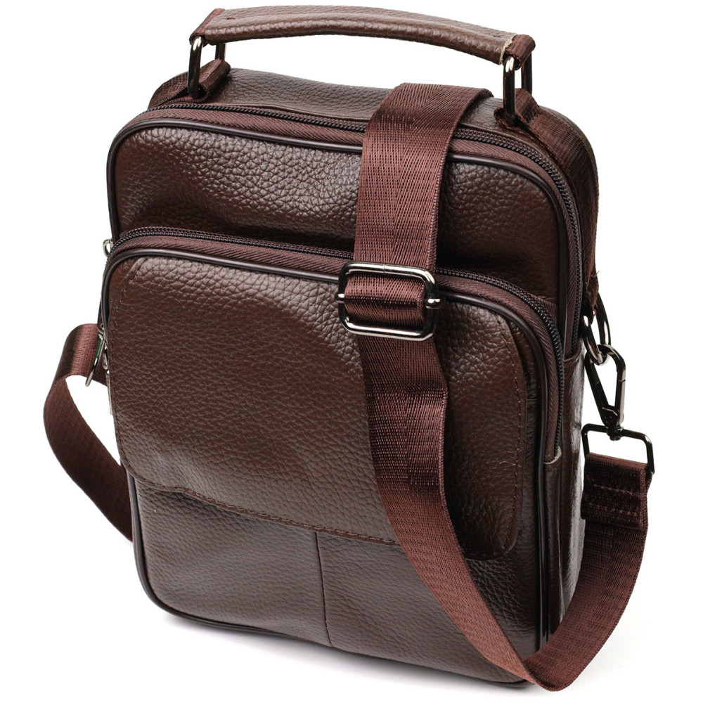 Стильний чоловічий месенджер з натуральної шкіри Коричневий (Vintage) Київ - фото 11