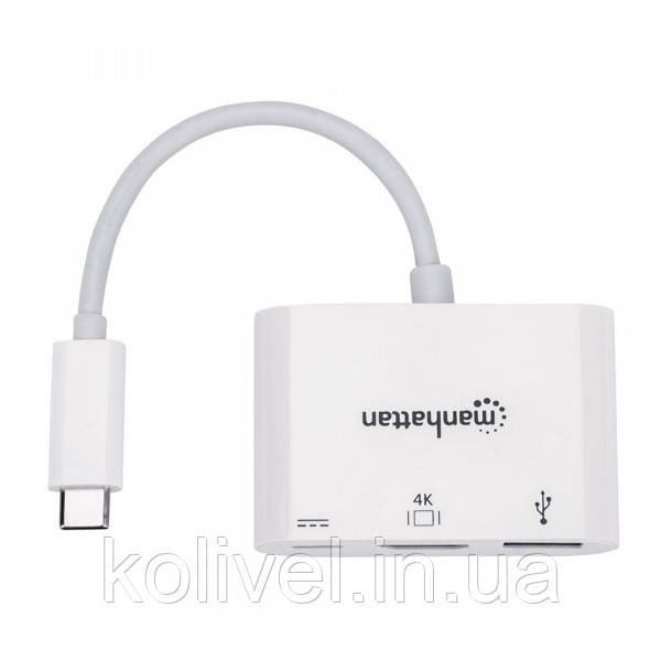 Док-станція USB3.1 Type-C --> HDMI/USB 3.0/PD 60W 4-in-1 White Manhattan (152945) Київ - фото 4