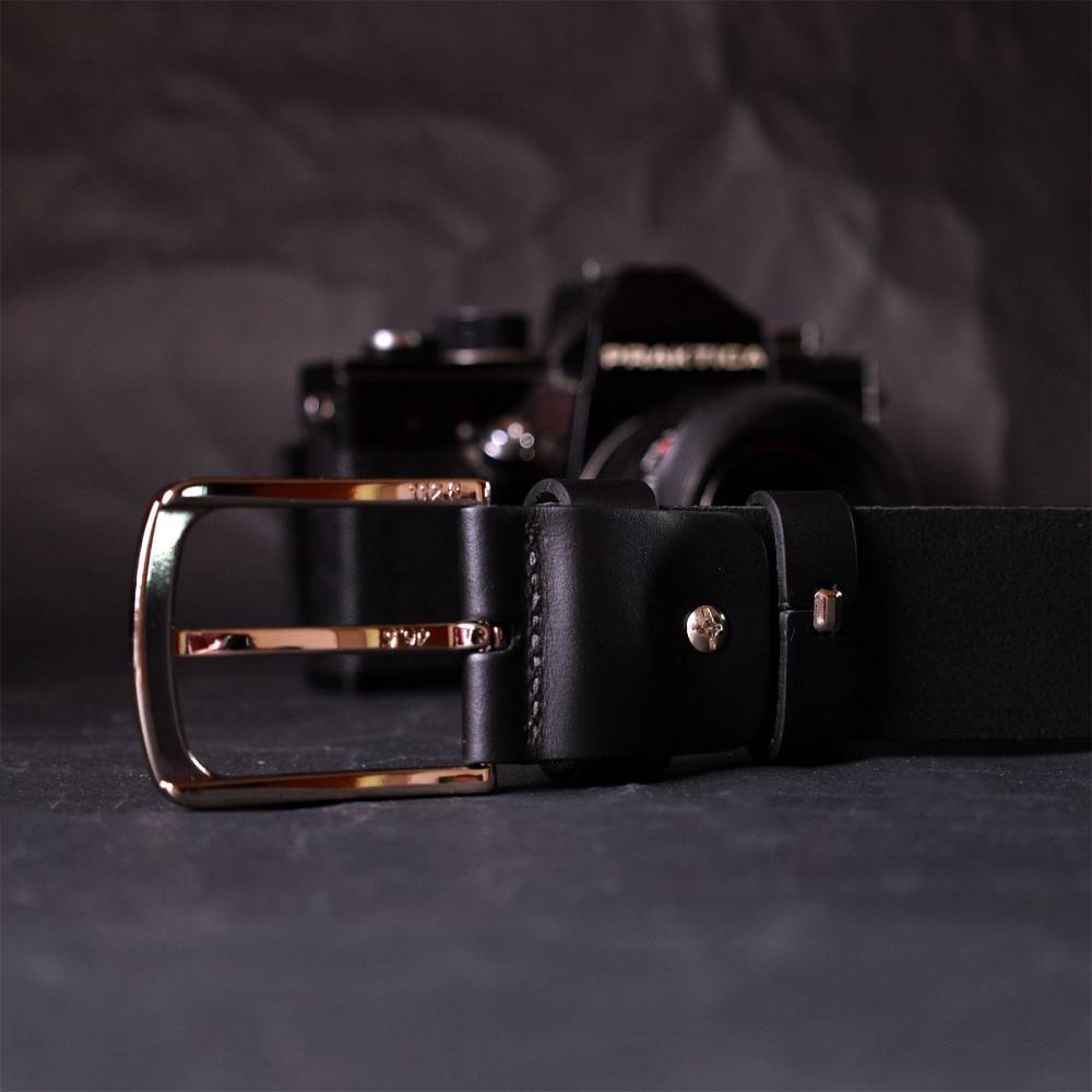 Стильный ремень под джинсы из натуральной кожи Черный (GRANDE PELLE) Киев - изображение 3