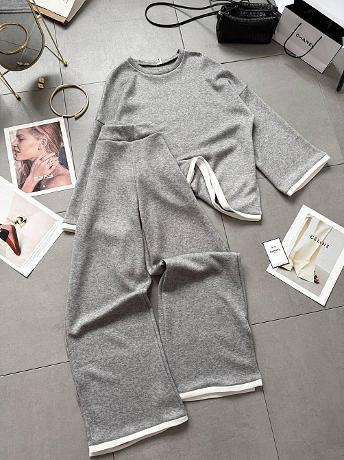 Женский базовый теплый костюм двойка качественная турецкая ангора double Серый, 46/48 Одесса - изображение 2