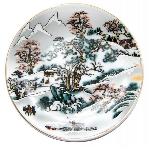 Тарілка для декору маленька Зимовий пейзаж Київ - фото 1