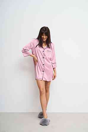 Жіноча нічна сорочка подовжена шовкова Темно-рожевий L Харків