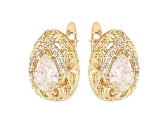 Серьги английская застежка Позолота 14K Узор с кристаллами 301623 ТМ XUPING Киев