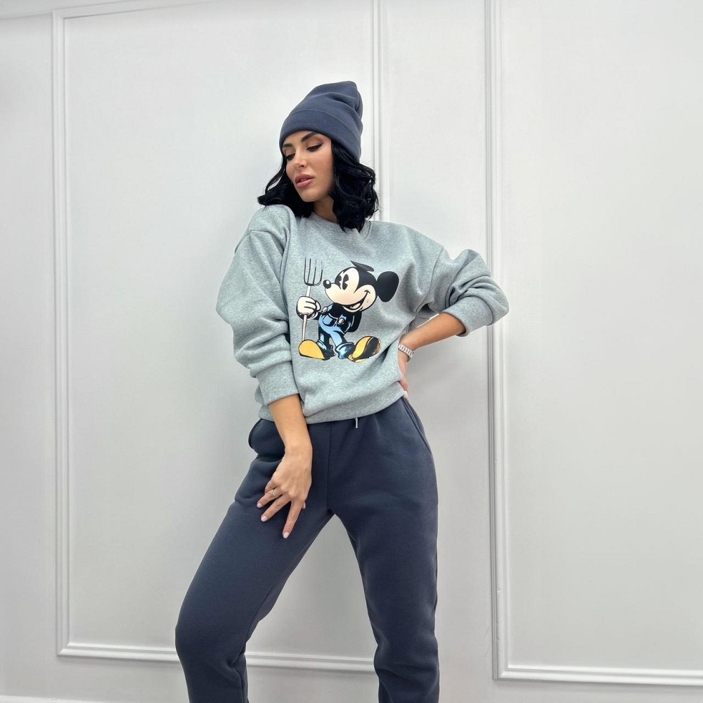 Двухцветный спортивный костюм с шапкой Minnie батал 50-52, Графит Киев - изображение 3