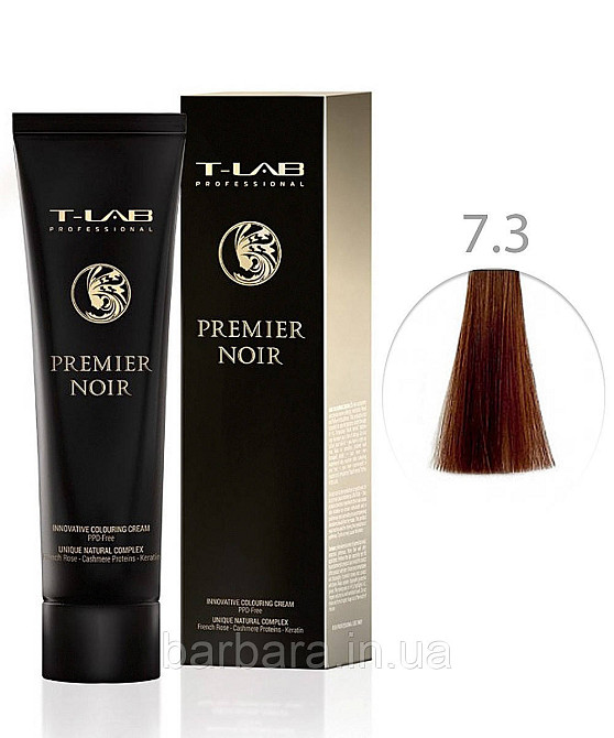 Крем-краска для волос T-LAB Professional Premier Noir Colouring Cream 7.3 - Золотистый блонд Киев - изображение 1