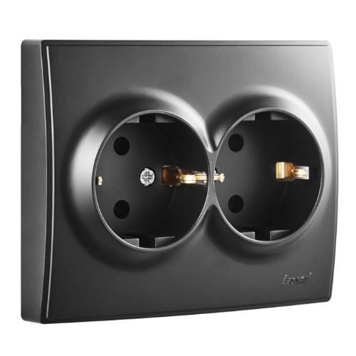 RAIN антрацит Розетка внутрішня 2-а із заземленням Лезард Житомир