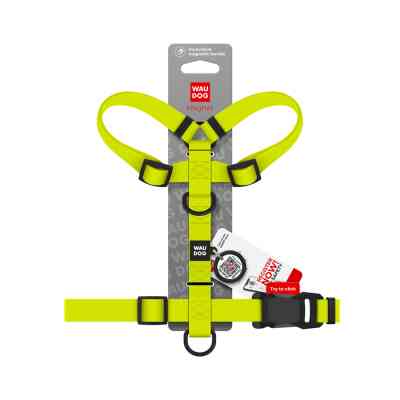 Шлей для собак WAUDOG Magnet анатомическая Н-образная с QR-паспортом, магнитная пряжка-фастекс S лимонная (262226) Винница