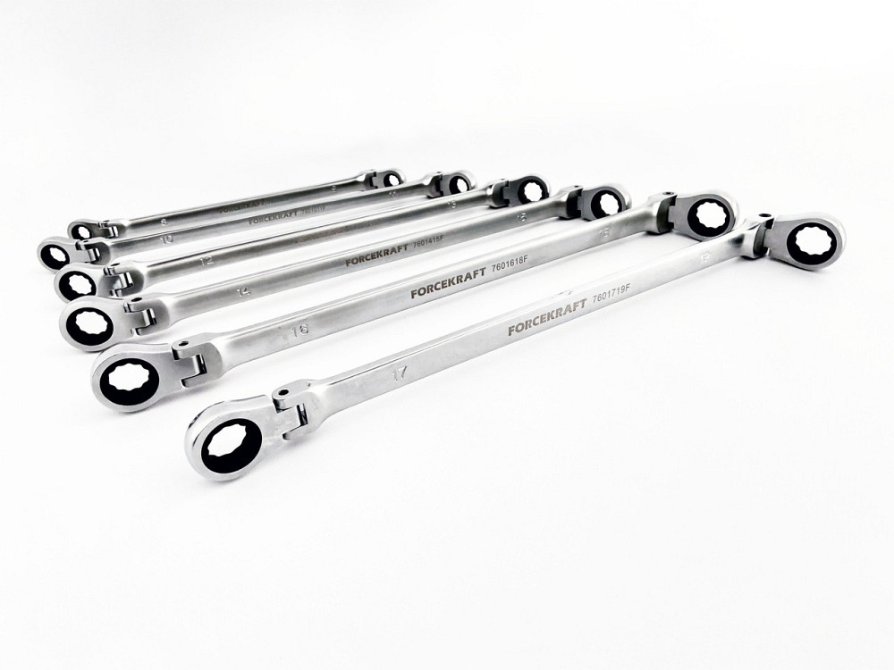 Набір ключів накидних екстра довгих тріскачкових, з шарнірами 6пр.(8х9, 10х11, 12х13, 14х15, 16х18, 17х19мм), Одесса - изображение 2