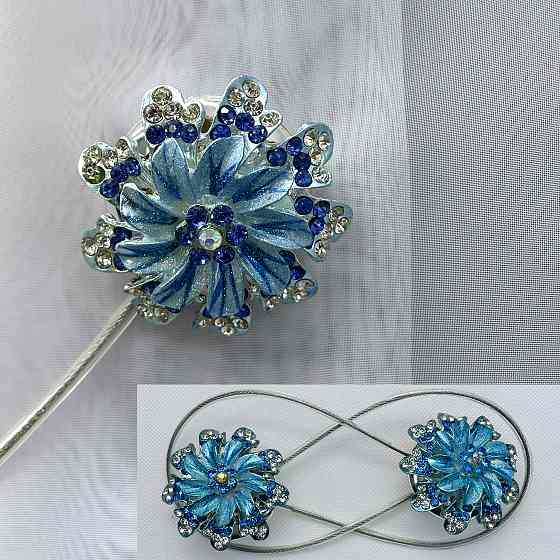 Магніти для штор та гардин "Flowers" набір 2 шт Блакитний (81-192) Київ