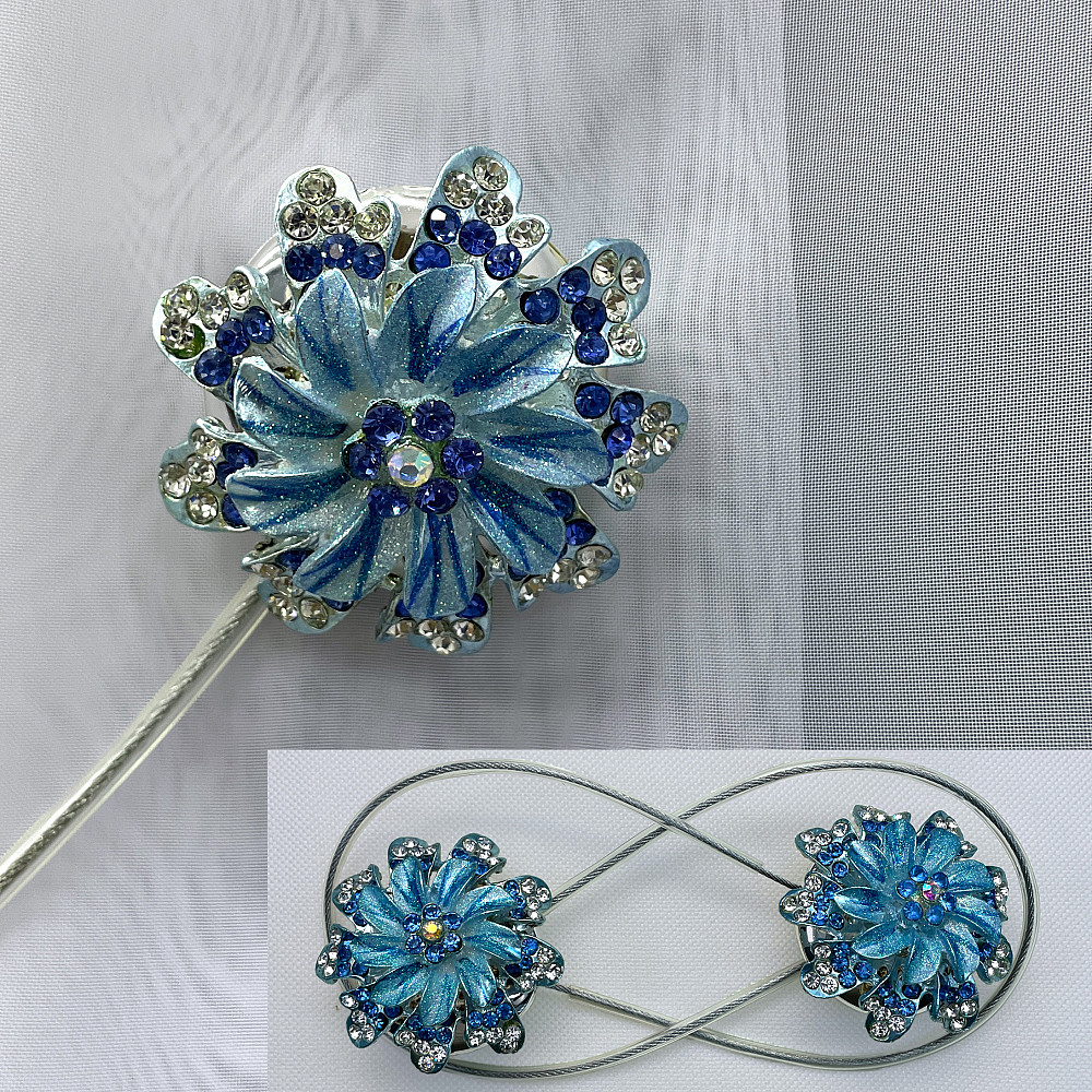 Магніти для штор та гардин "Flowers" набір 2 шт Блакитний (81-192) Київ - фото 1