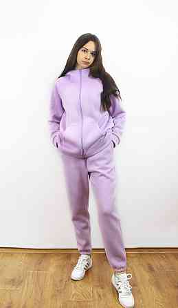 Костюм женский теплый спортивный на флисе кофта на змейке Сиреневый 46/48 Харьков