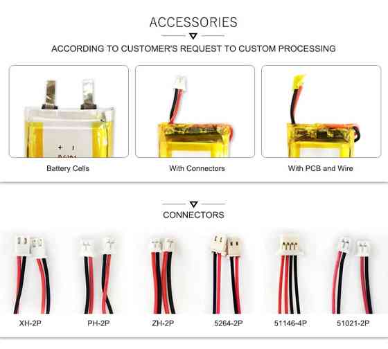 Мини аккумулятор 3.7В для MP3 и Bluetooth наушников Киев