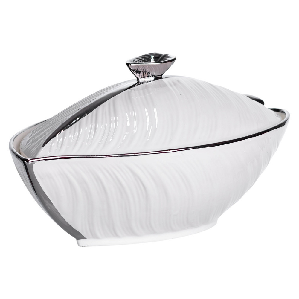 Фарфоровий супник з кришкою білий з сріблом 800 мл Київ - фото 4