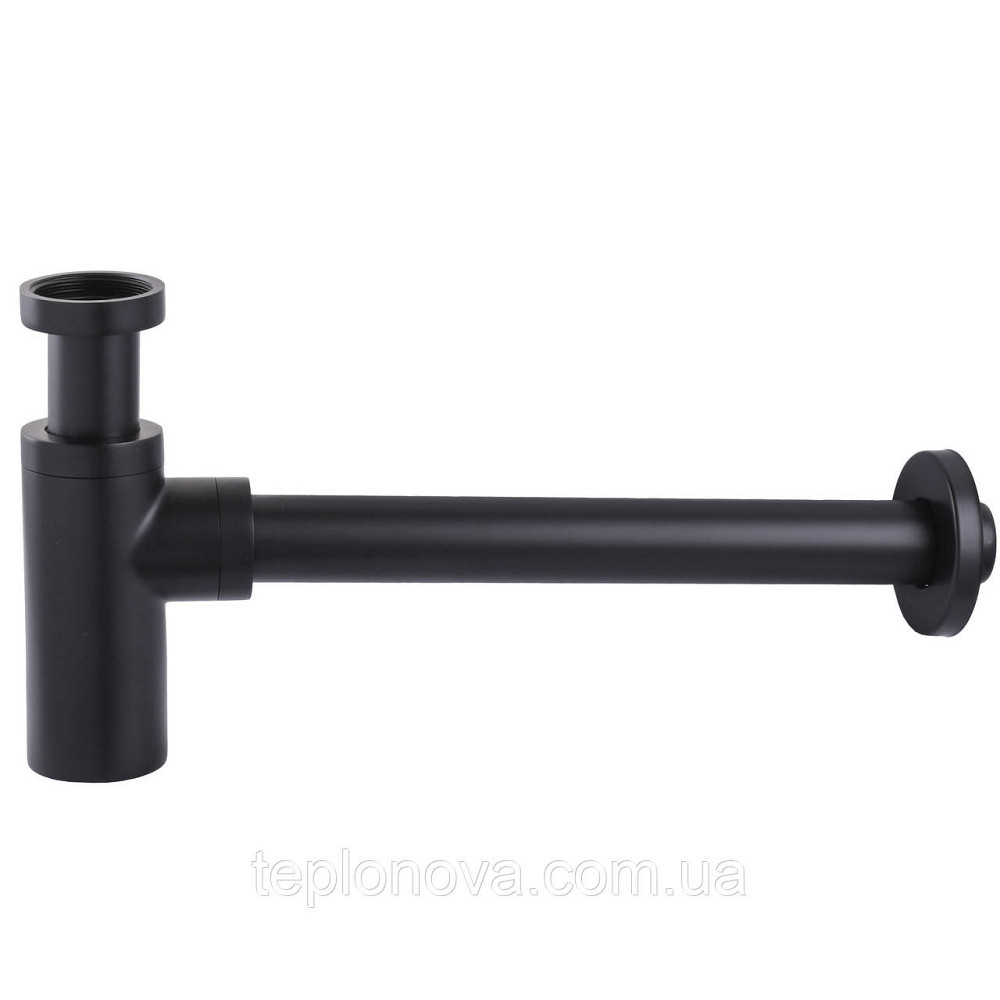 Сифон для раковин цилиндрический Globus Lux GSB-32-125-BB, латунь, 1 1/4″, черный матовый Черновцы - изображение 3