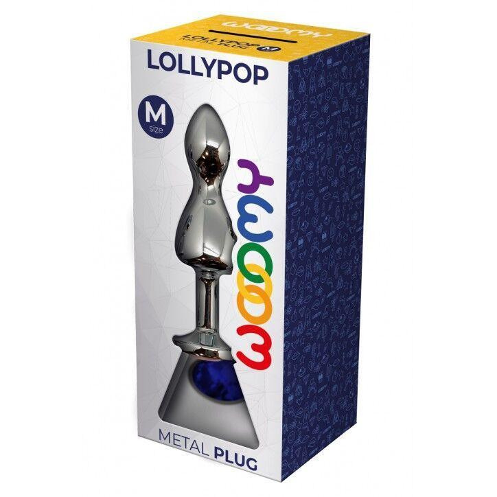 Металлическая анальная пробка Wooomy Lollypop Double Ball Metal Plug Blue M диаметр 3,1, длина 9,4 с Sex Aura Киев - изображение 3