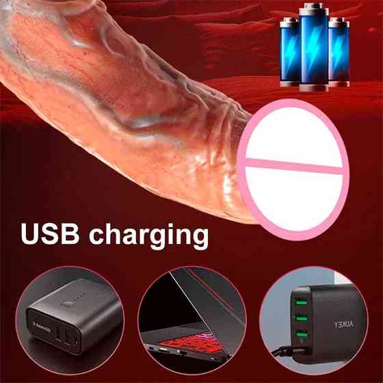 Реалістичний вібратор із поступальними рухами та підігрівом USB Вінниця