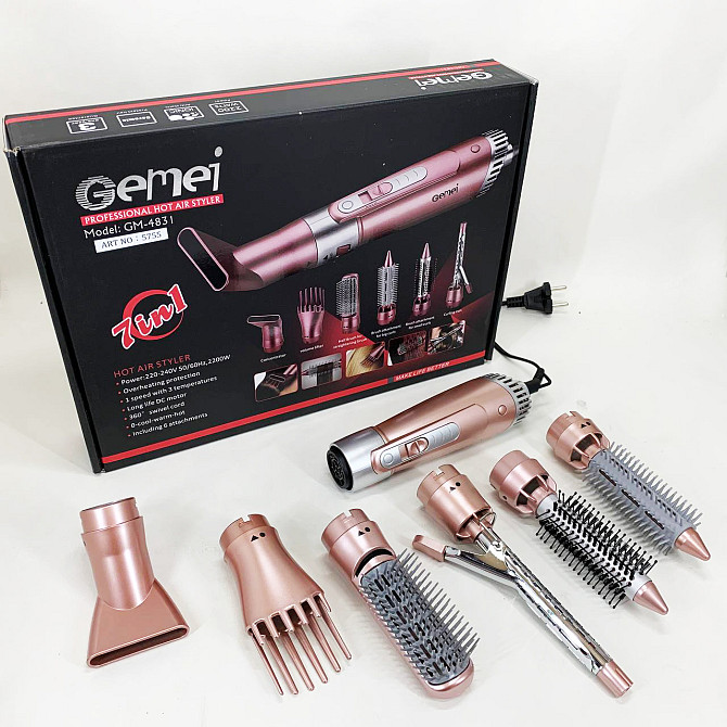 Фен-брашинг для волосся GEMEI GM-4831, Фен стайлер, Фен іонізований для дому та салону KC-50 Київ - фото 6