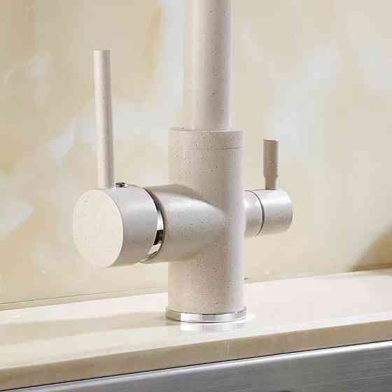 Змішувач для кухні WanFan , для гарячої і холодної води, 2 види подачі води матовий Бежевий Кам'янець-Подільський