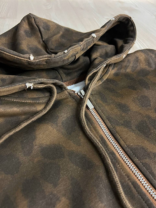 Костюм женский A-N 2749 леопардовый принт худи на молнии с капюшоном и брюки палаццо коричневый, коричневый, L Киев - изображение 12