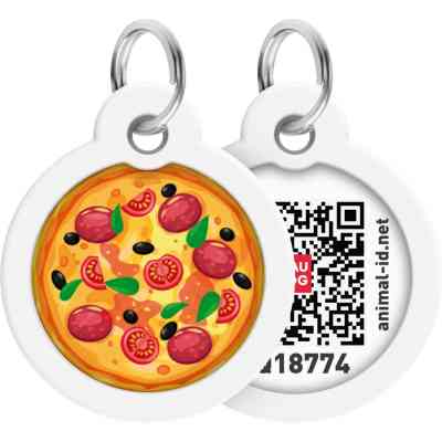 Адресник для животных WAUDOG Smart ID с QR паспортом "Пицца", круг 25 мм (225-4038) Винница