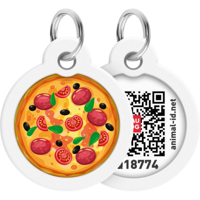 Адресник для животных WAUDOG Smart ID с QR паспортом "Пицца", круг 25 мм (225-4038) Винница - изображение 1