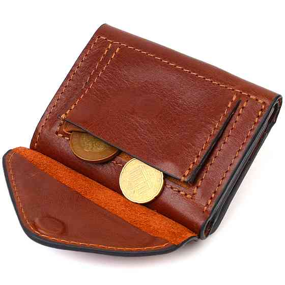 Стильний чоловічий гаманець у три складання Коричневий (GRANDE PELLE) Київ